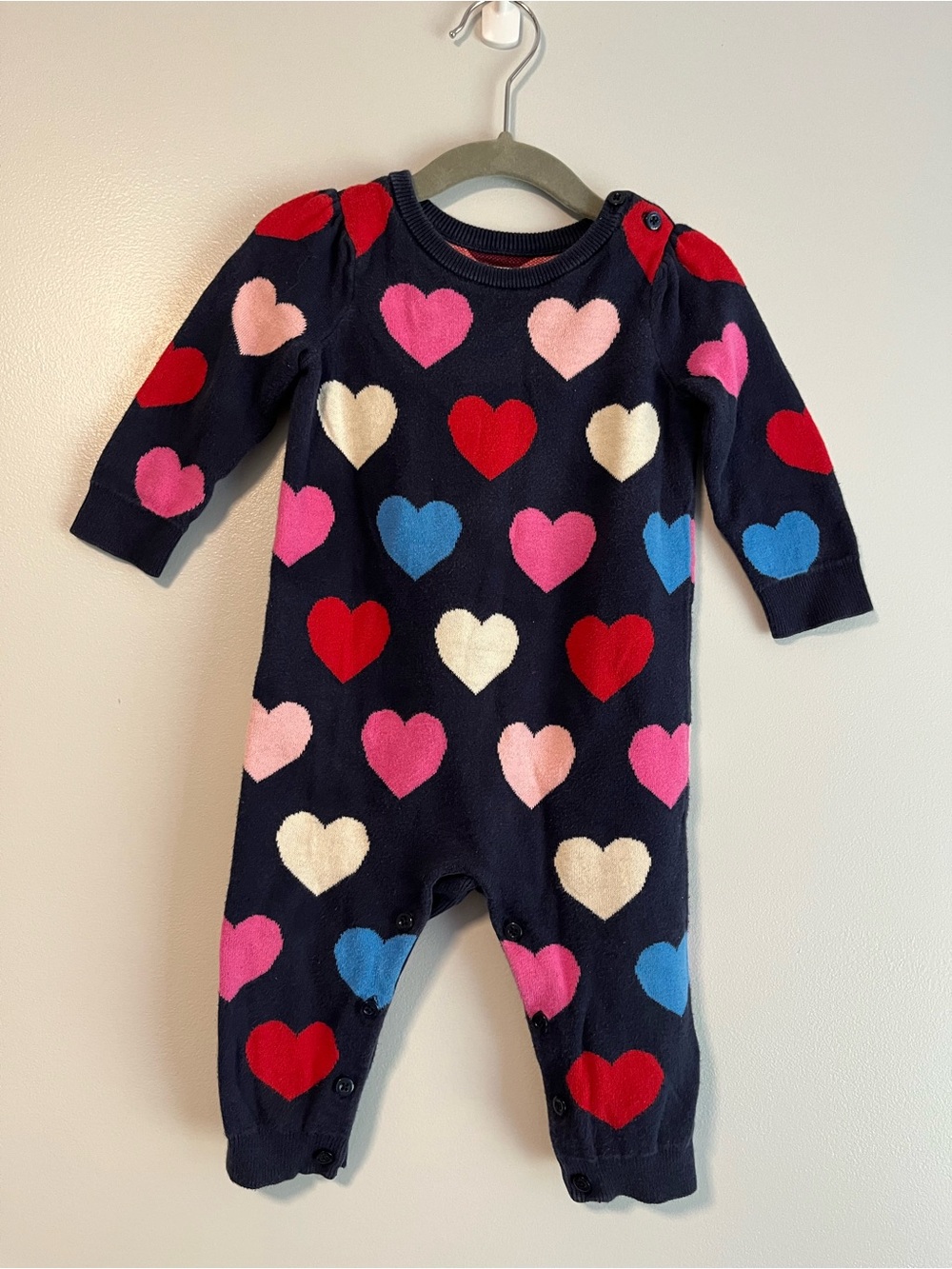 GAP Navy One-Piece with Red, Pink, Cream & Blue Hearts
